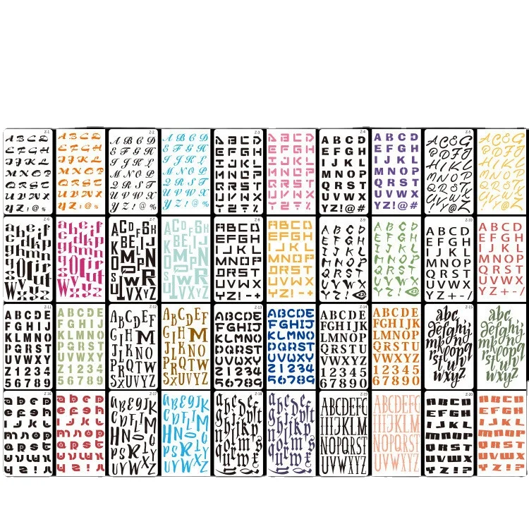 
Лидер продаж 2021 года, оптовая продажа, шаблоны для рисования с английским алфавитом 20 A6, новейший дизайн, многоразовые шаблоны для рисования 