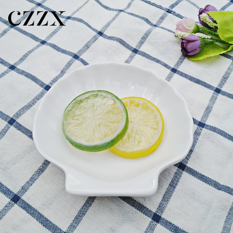 White Ceramic Dinnerware Tray Hot Pot Restaurant Seasoning Dishes Scalloped Dinner Plate Ceramic Shell Shape Dish