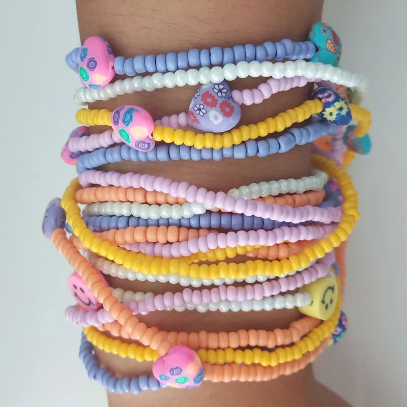 Liberty Gifts girls hand crafts new fashion fruit shape elastic wrap bracelet bohemian summer wrist decoration