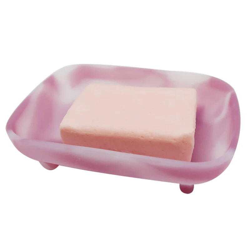 Wholesale Silicone Soap Dish with Self Drainage Non-slip Soap Saver Tray for Bathroom Kitchen Sponge Rubber Pad Soap Drainer Hol