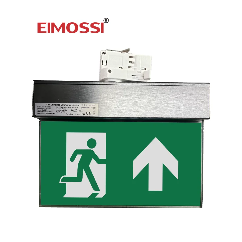 Track mounted AIMOXI EM4060 acrylic board light rechargeable LED emergency exit for door supermarket exit sign