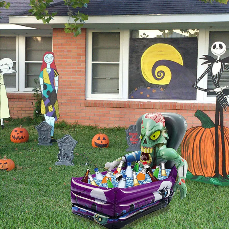 Creative converting halloween skeleton in coffin inflatable cooler vampire coffin inflatable wine cooler