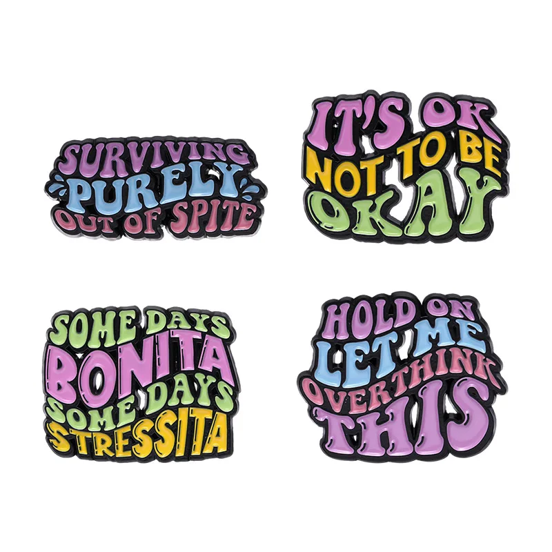 Cool sarcastic jokes colorful quotes enamel pins funny letter brooch