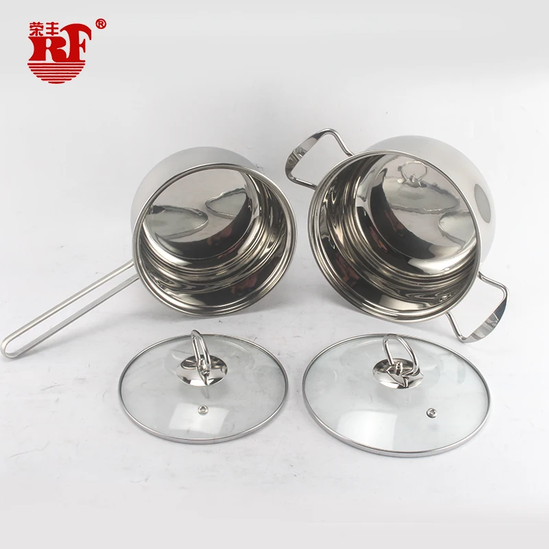 12pcs Stainless Steel Cooking pot set Stainless Steel Cutlery Set with Pan Stainless Steel Wire Shape Handle Glass Lid