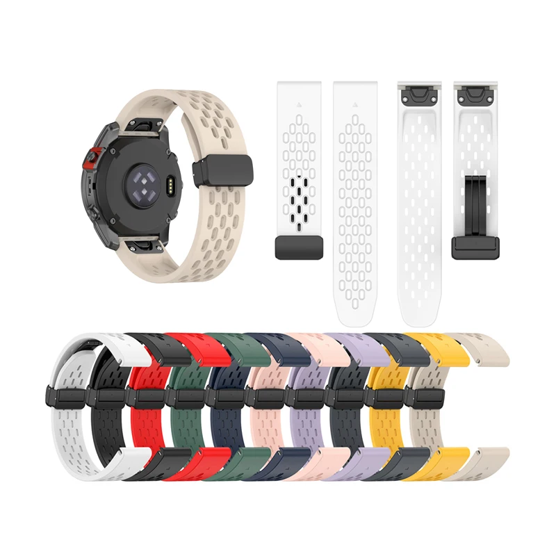 22 26 20 MM Silicone Wristband Smartwatch Magnetic Quick Release Sport Watch Strap for Garmin Descent Mk3 51mm Mk3i Mk2i Mk2