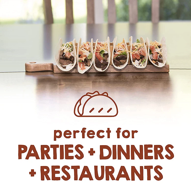 Custom logo 6 compartment single mexico stand plate tray eco friendly bamboo wood taco holder