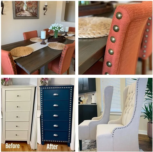 VT-14.112 sofa nail dorado Tachuelas de tapiceria redondas para unas para muebles for tablero de corcho decoracion del hogar