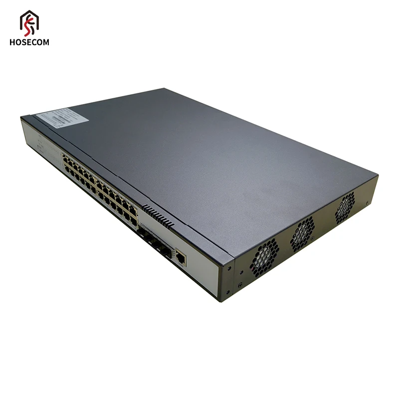 Hosecom 24-Port POE Network Switch 10G Uplink Layer 3 Ethernet Switch for QOS Stackable SNMP Functions