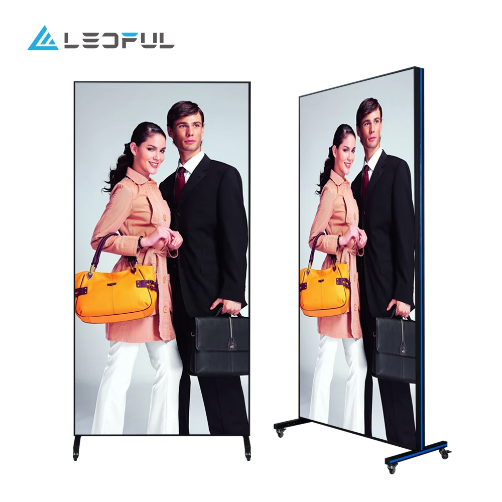LEDFUL FULL Color 55 Inch Indoor Light and Thin LED Media Movie Poster Portable Mobile LED Billboard P2.5 Video Poster