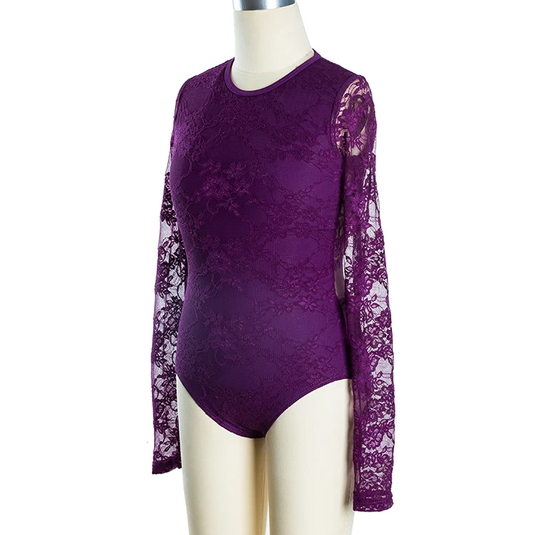 New Design girls dace wear lace leotards Ballet Training long sleeve invisible zipper Girls Dancewear