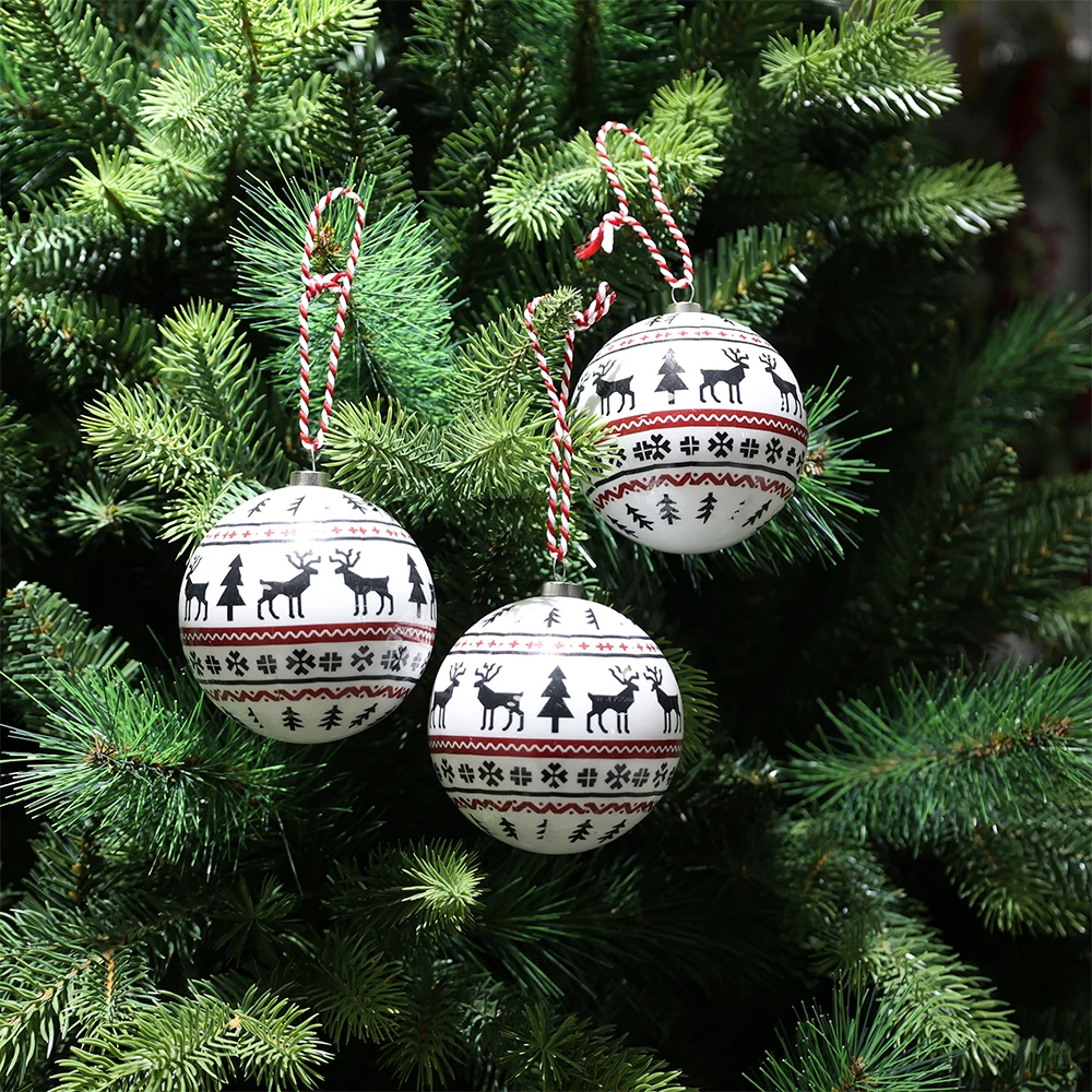 Shatterproof Foam Christmas Balls Sets Cute Elk Pattern New Style Customized Christmas Ornaments For Christmas Decoration