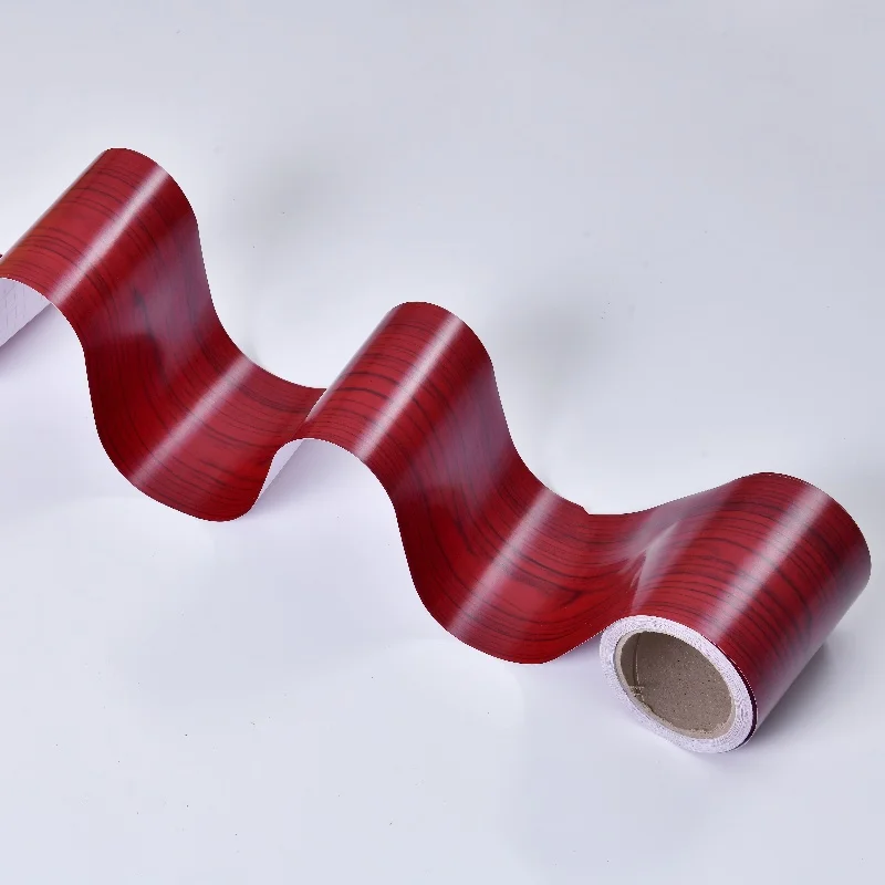 Moisture-Proof Wall Waist Line Waterproof PVC Wood Grain Wallpaper Stripes Pattern Wall Skirting Home Decor Interior Decoration