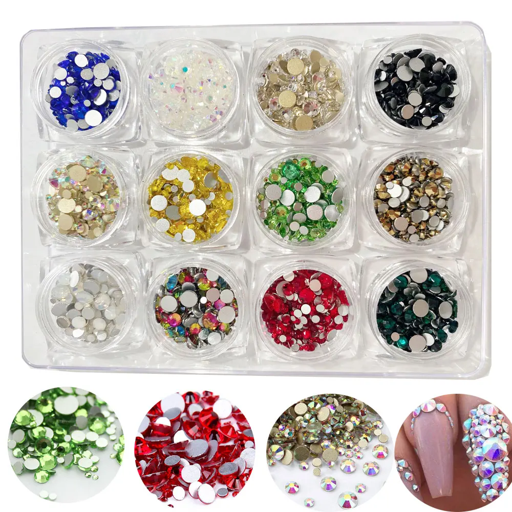 3600 pcs Hots Nail Art Mix Shape Fancy Shaped In Box Flat Bottom Glass nail diamond rhinestone