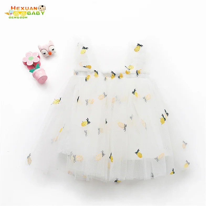 Summer Sleeveless Embroidered Fluffy Tulle Lace Princess Dress 1 Year Baby Girl Dresses
