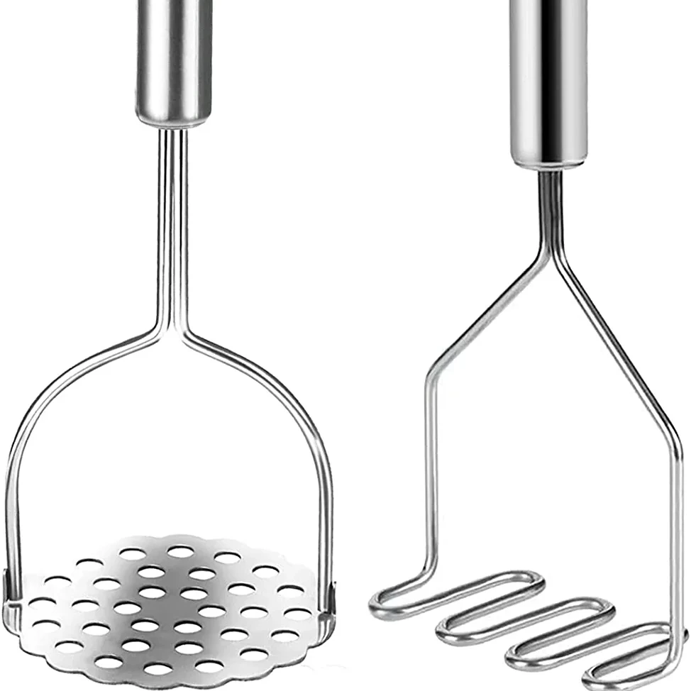 2 Pack Potato Masher, Heavy Duty Stainless Steel Potato Masher Kitchen Tool For Avocado, Mashed Potatoes, Beans, Vegetables