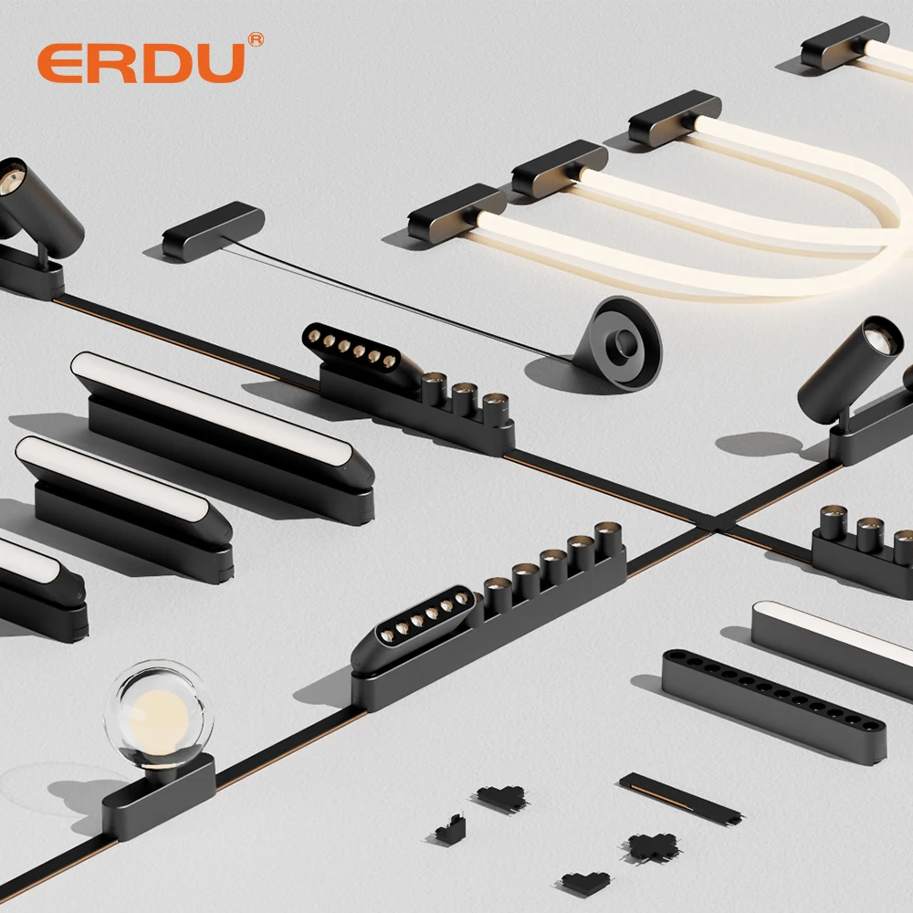 ERDU 24v Led Fabric Track Belt Lighting Adjustable Pendant Light Woven Track Light