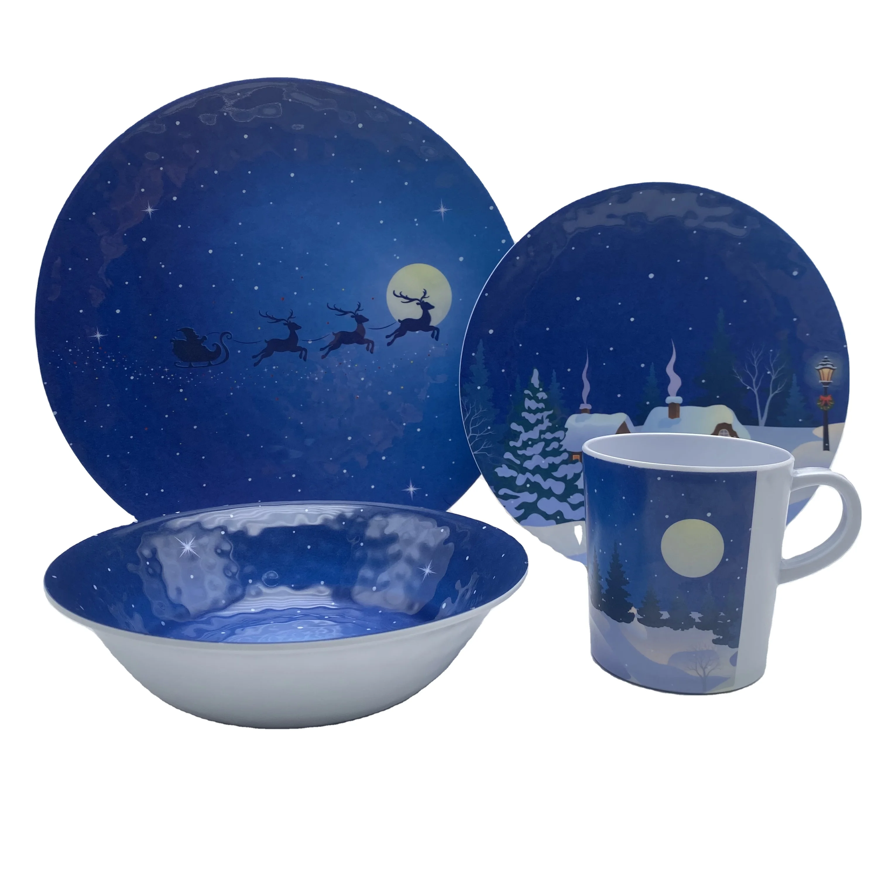 Набор тарелок с дизайном рождественской елки столовая посуда меламиновая 18 шт. набор кухонной посуды набор посуды Ресторан круглая тарелка