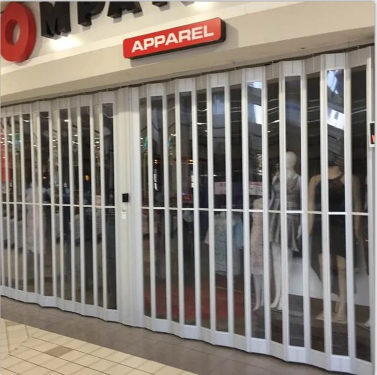 Aluminum transparent arc partition folding door custom PC crystal security anti-theft transparent Roll-up door