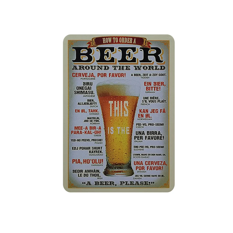 Оптовая продажа винтажная декоративная металлическая жестяная пластина для помещений на открытом воздухе для барного гаража