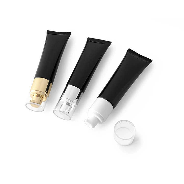 50ml Black packing Plastic Cream tube 50g Makeup skin Body face wash Lotion Flap flip Screw lid Tube with airless pump