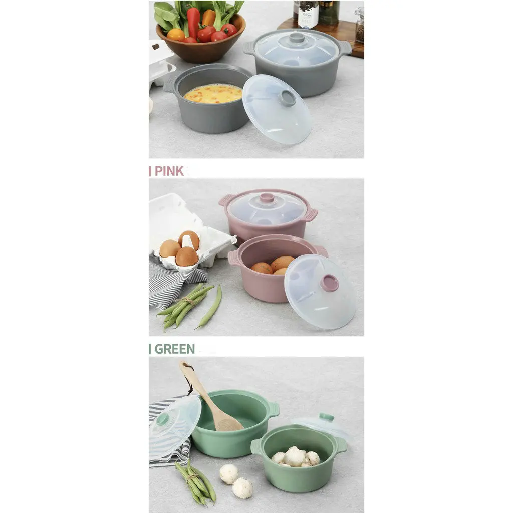 Силиконовый горшок для микроволновки миска отпаривания пищи силиконовая Пароварка микроволновой печи с ручкой и крышкой (набор из 2) пароварки