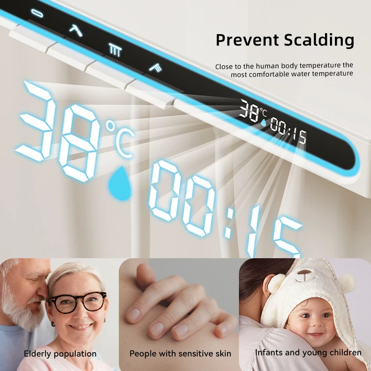 GAONUO All New Intelligent Bathroom Shower System LED Digital Piano Button Shower Mixer 5 Function Shower Sets With SPA Massage