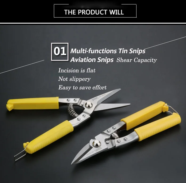 
Multi-purpose Straight White Head Scissors Tin Snips Iron Sheet Alloy Metal Heavy Duty Shear Scissors For Cutting Iron 