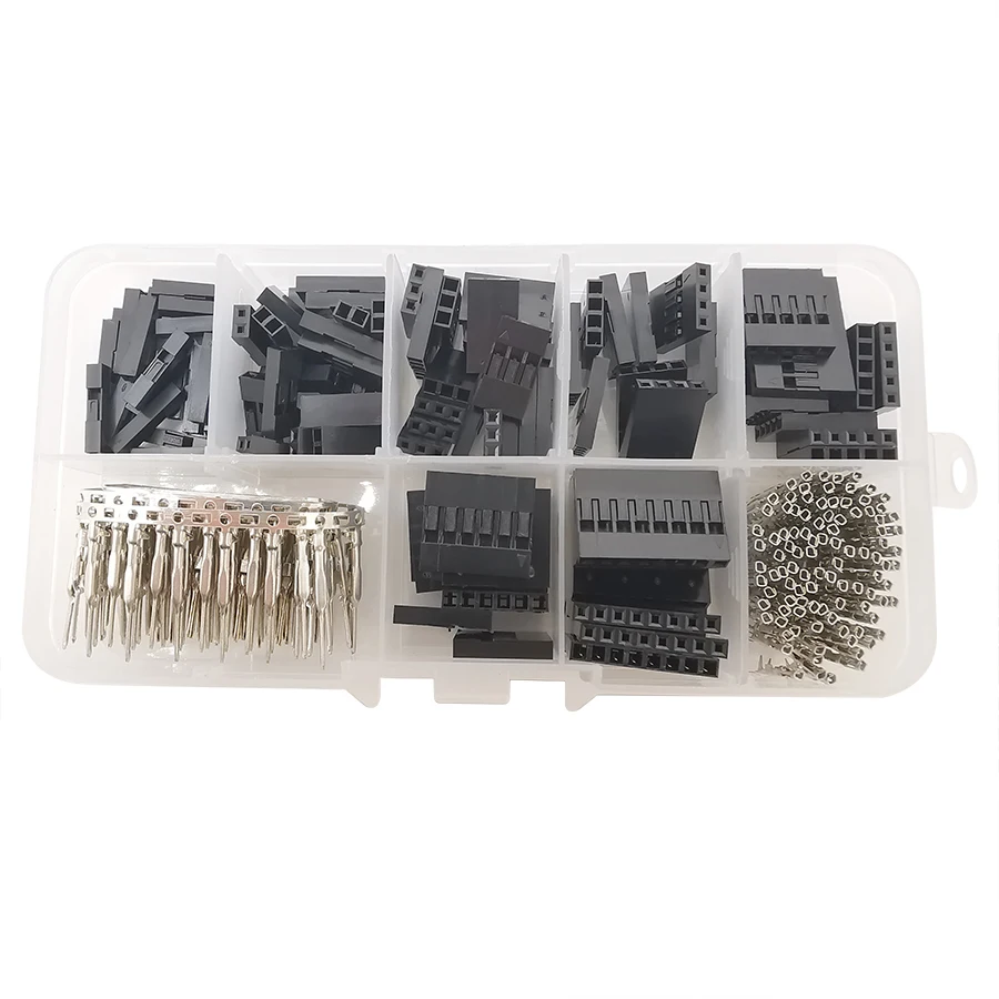 310Pcs/Set Pitch 2.54mm Male Female Crimp Terminal 1/2/3/4/5/6/8Pin Plastic Housing Pin Header DIY Kit Wire Jumper Connector