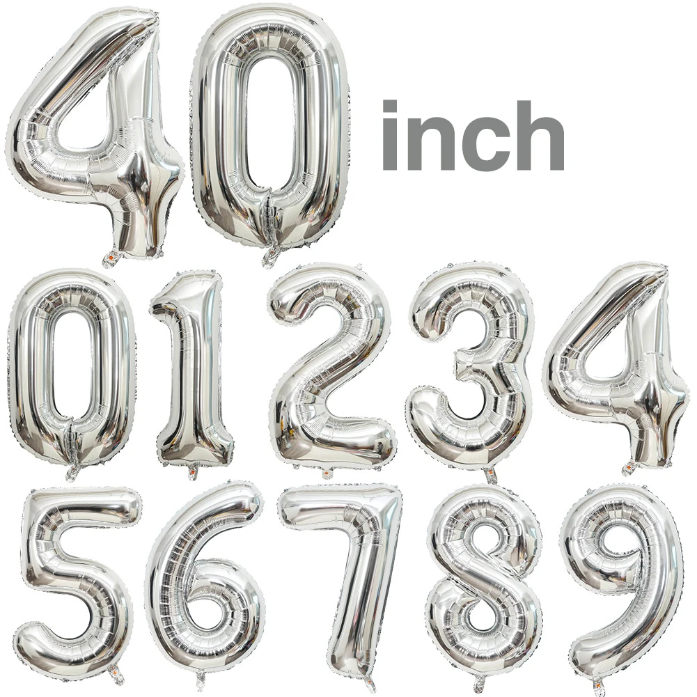 Manufacturer accept customization OEM individual package wedding party decor globos 40inch number 0-9 foil balloons wholesale