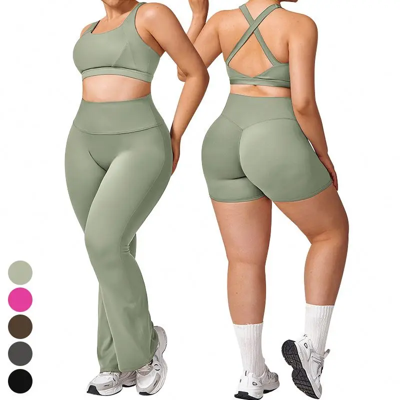 5 Piece Suit Plus Size Pilates Women legging Yoga Clothing Quick Dry Running Tight Sports bra top Yoga Set Gym Fitness Sets