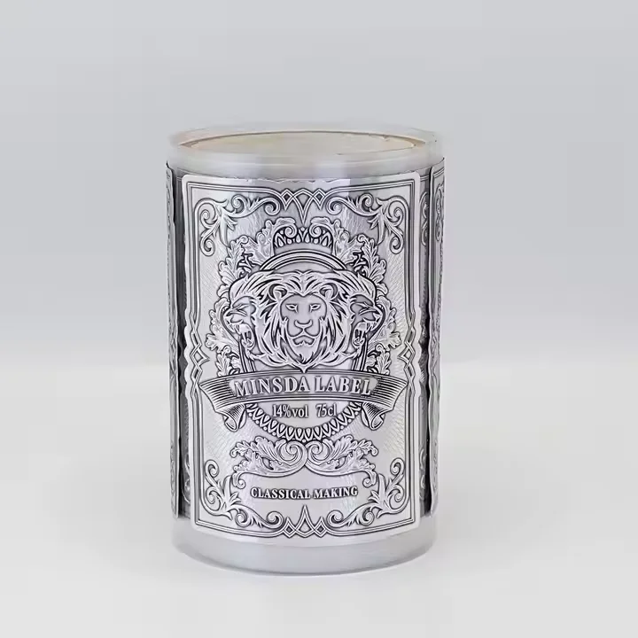 Custom Premium Silver-Embossed Glossy PVC, Metal, Aluminum, or PET Waterproof Logo Stickers for Wine Packaging Sheets.