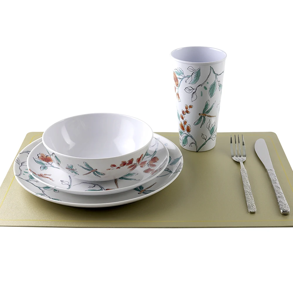 SEBEST Factory wholesale melamine dinnerware set plates and bowls and cups dinner set for 4 pcs