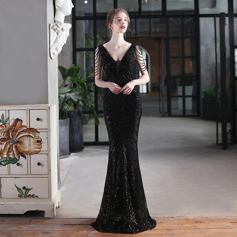 Night club party women sexy slim elegant long mermaid evening prom dresses