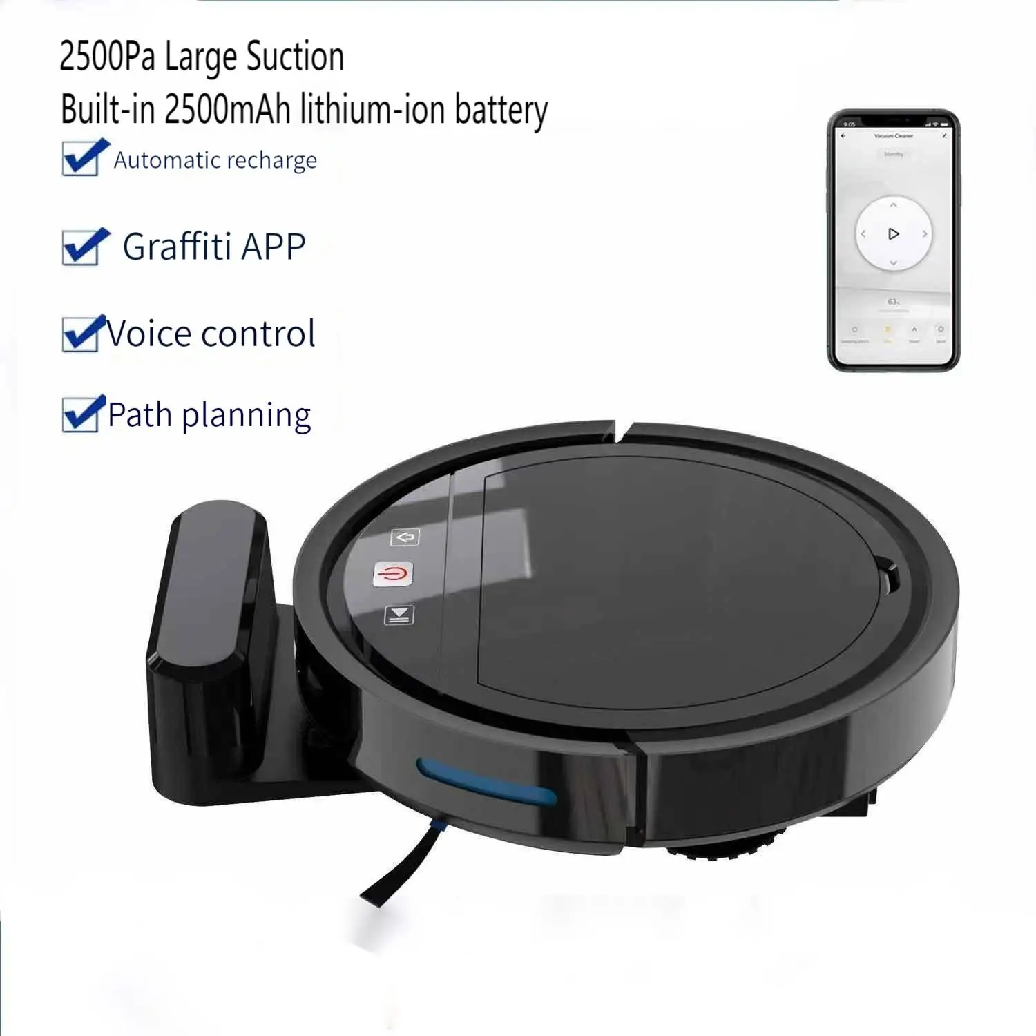 Professional Wireless Smart Robotic Remote Control Automatic Smart Recharge Domestic Robot Vacuum Cleaners Floor Care 5000Pa