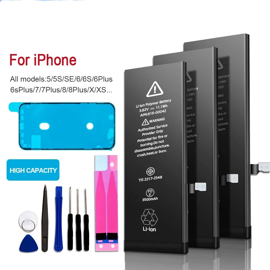 Абсолютно Новый Сменный аккумулятор для iPhone 4 5 6 7 8 10 S SE Plus X XR XS 11 12 13 Pro Max Mini для Apple