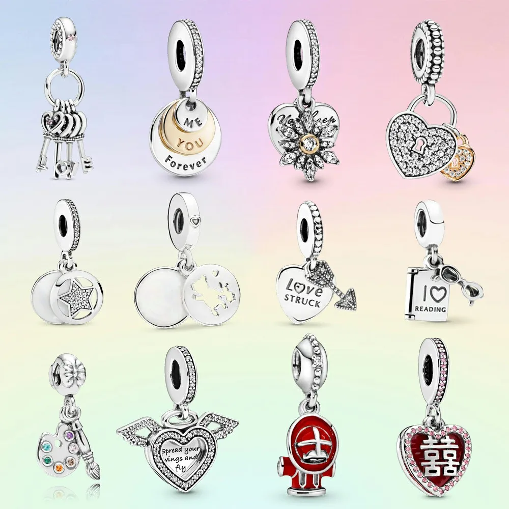 925 Sterling Silver 2024 New Hot sale luxury Real beads Fit Original Charm bracelet For Women fashion sweet DIY PandoraJewelry