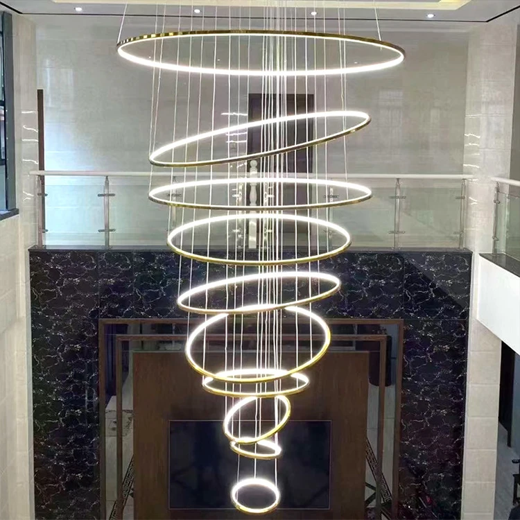 OEM Popular Indoor Decoration Living Room Dining LED Contemporary Long Stairwell Chandeliers