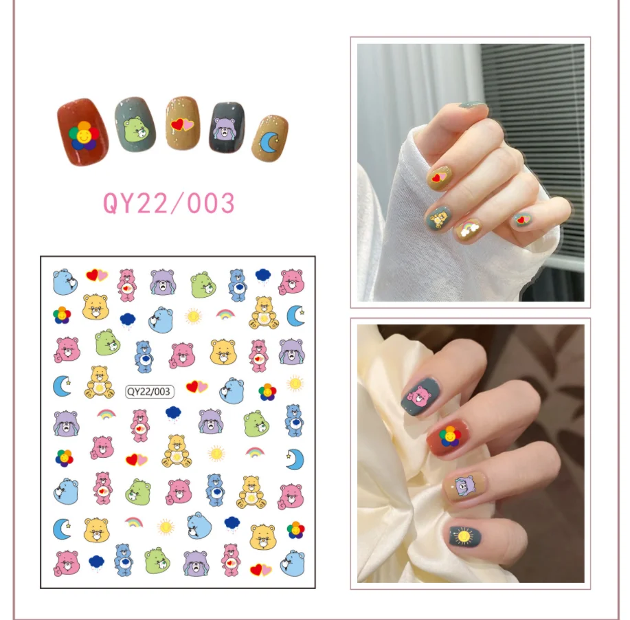 Nail Decals Sticker Bear Cartoon Cute Nail Art Water Stickers Tips DIY Decoration 3D Fruit Flower Branch Graffiti Abstract Paint