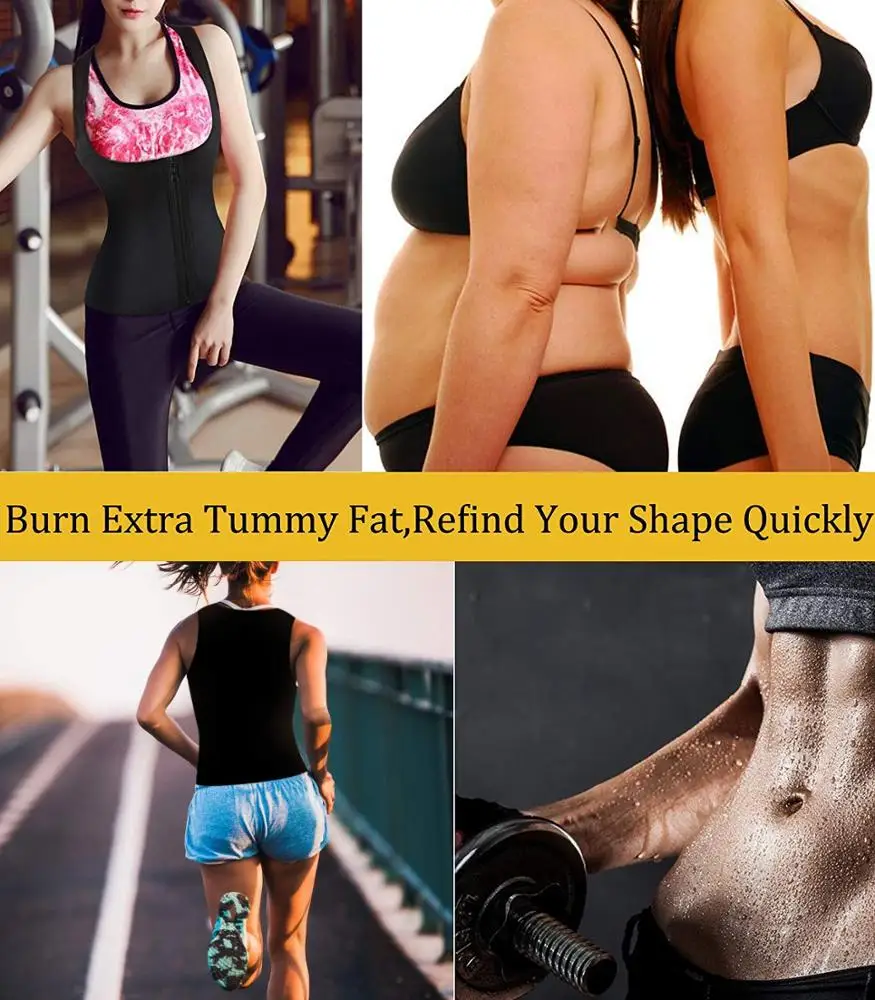 
Women sport gym body Corset belly shaper sauna sweat fitness slimming Loss Weight vest top shirt with zipper OEM 