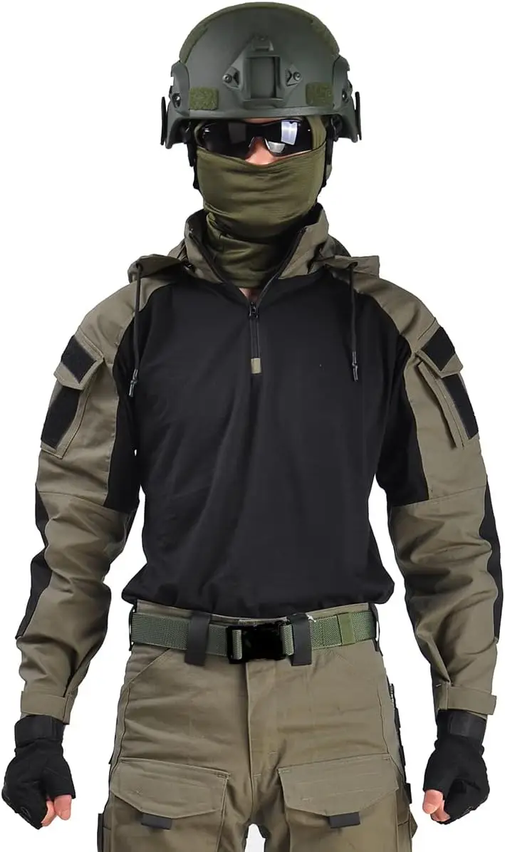 HCSF airsoft tactical uniform Protective Camouflage Suit with Frog Hood Formal Training Shirt Pants Breathable Canvas Fabric