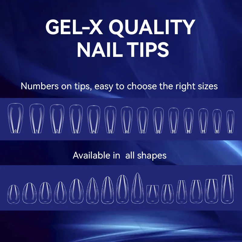 BLUEKINS Gel-x quality nail tips 240Pcs Short Square Coffin Almond Square Frosted Nail Tips Press On Nails Art Gel