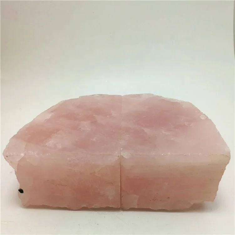 High Quality Natural Rose Quartz Bookend Stone Bookend For Desk Decoration