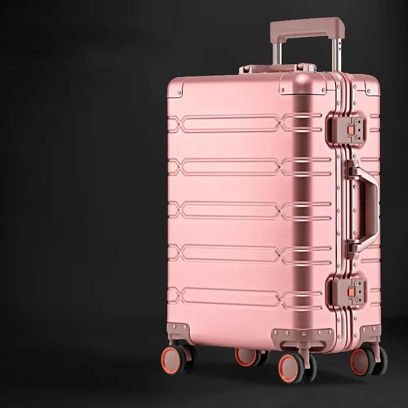 High grade Fashion rose gold aluminum alloy portable business boarding luggage large capacity luxury  travel suitcases