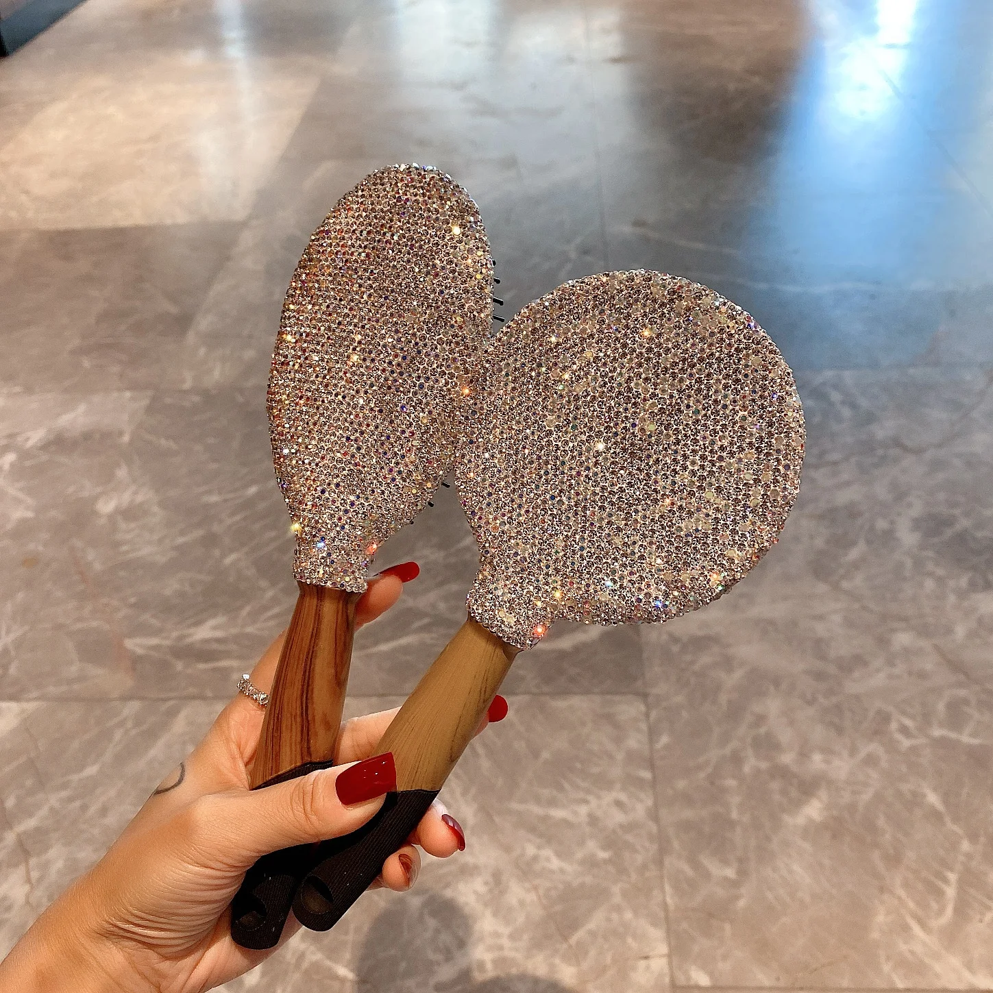 Luxury Diamond Air Cushion Comb Bling Diamond Rhinestone Makeup Handheld Mirror European Makeup Tools Makeup Brush Set Holder