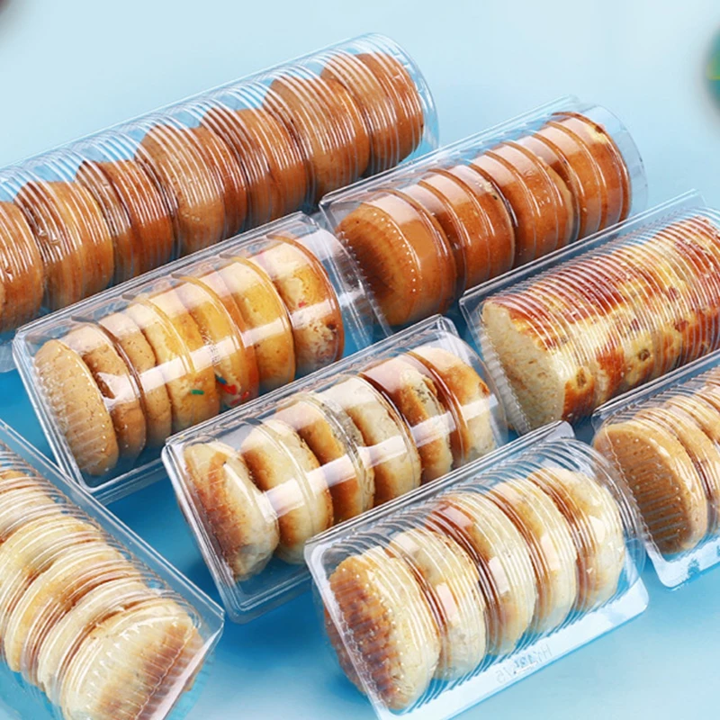Disposable Cake Cookie Dessert Crispycake Yolk Pie Plastic Hinged Loaf Hoagie Containers Go Treat Boxes