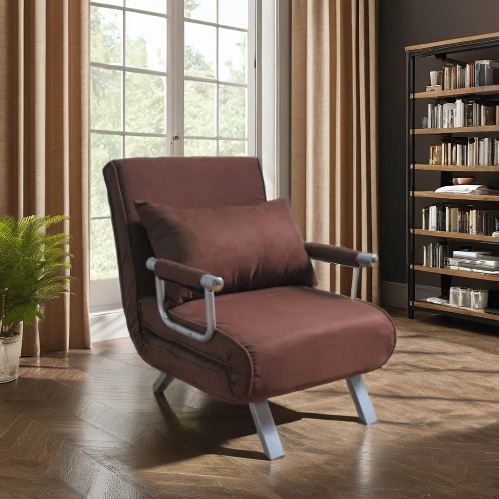 Modern Single Arm Chair for Living Room Full Metal Structure Sofa Bed with Foam Recliner & Sleeper Features Single Seat Couch