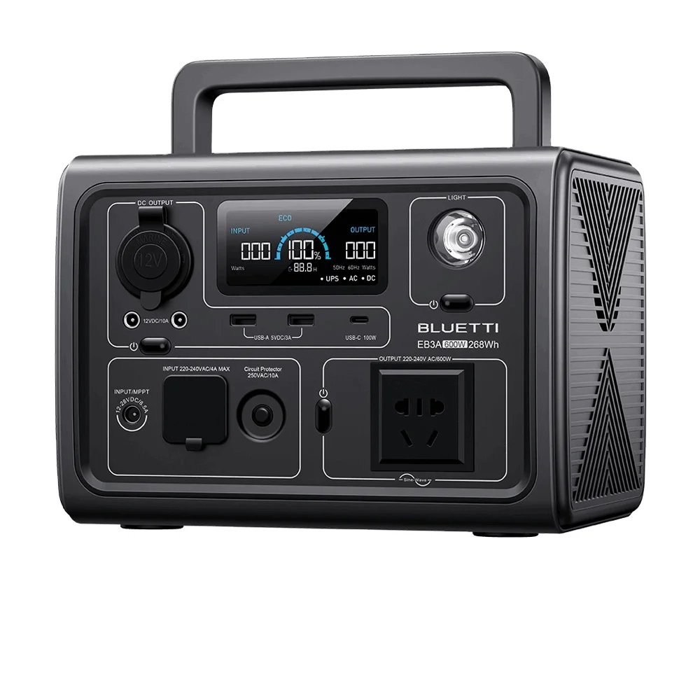 Fast Charger EB3A 600W 268Wh Portable Power Station LiFePO4 Battery Charger Solar Generator Camping Fishing RV Drone UPS Power