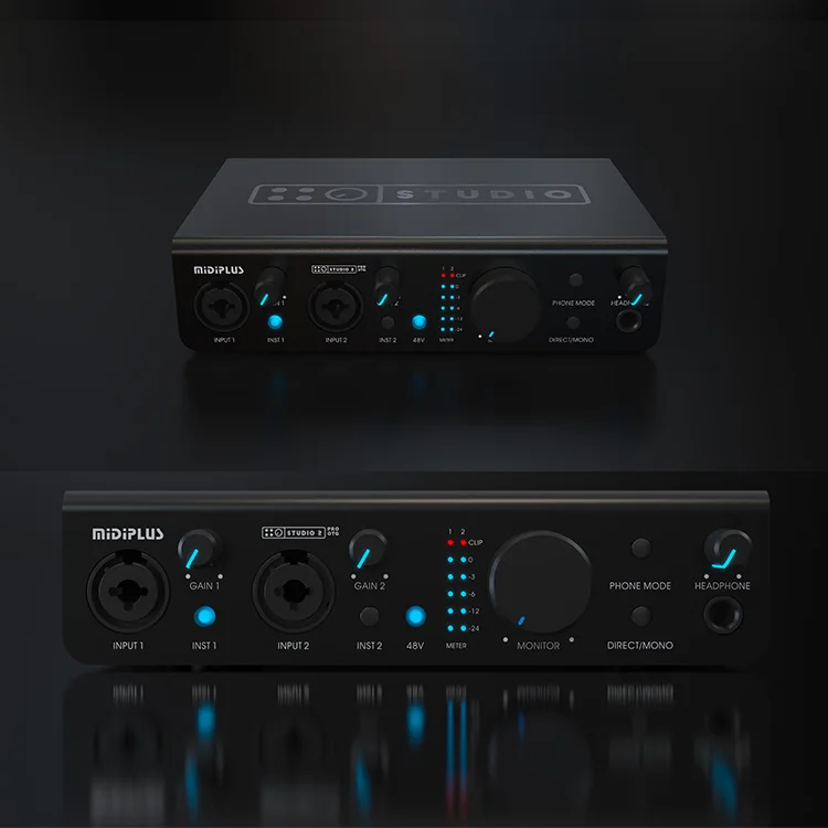 MIDIPLUS Smart Audio Interface 2In2Out Configuration Meets Computer Recording & Live Streaming Needs Usb Plug-And-Play