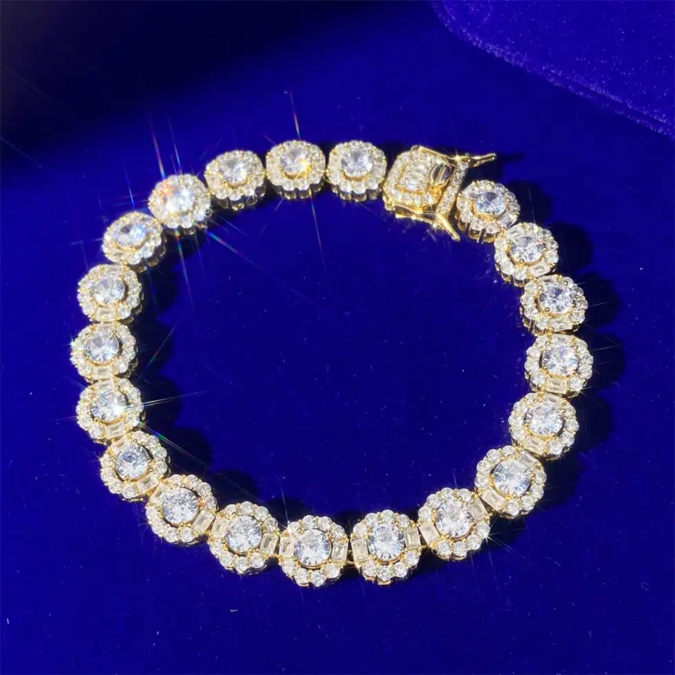 9.5mm Button Rock Sugar Chain Micro-Inset Zircon Round Diamond Personality Hipster Hip Hop Cuban Link chain Bracelet