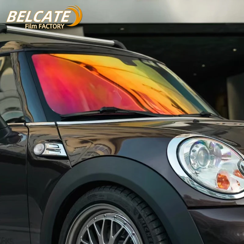 BELCATE sunset red chameleon tint VLT 80% pink chameleon tint film car window film windshield solar colored sunset chameleon tin